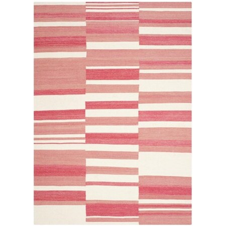 Safavieh Kilim Hand Woven Flat Weave Medium Rectangle Rug- Pink - Ivory- 5 x 8 ft. KLM953C-5